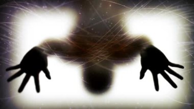 Parlak parçacıklardan oluşan bir akış, parlak parçacıklardan oluşan bir akım. ışık efektleri soyut biçimde hareket eder ve esnek çizgiler. 