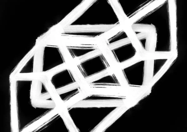 Линии Нарисованные Объемным Кубом Четырехмерная Фигура Прибыль Медитации Энергия — стоковое фото