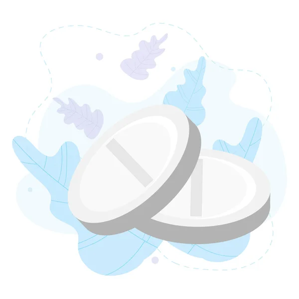 Ilustracja Wektorowa Białą Ikoną Okrągłych Pigułek Tłem Liści Medyczne Farmaceutyczne — Wektor stockowy