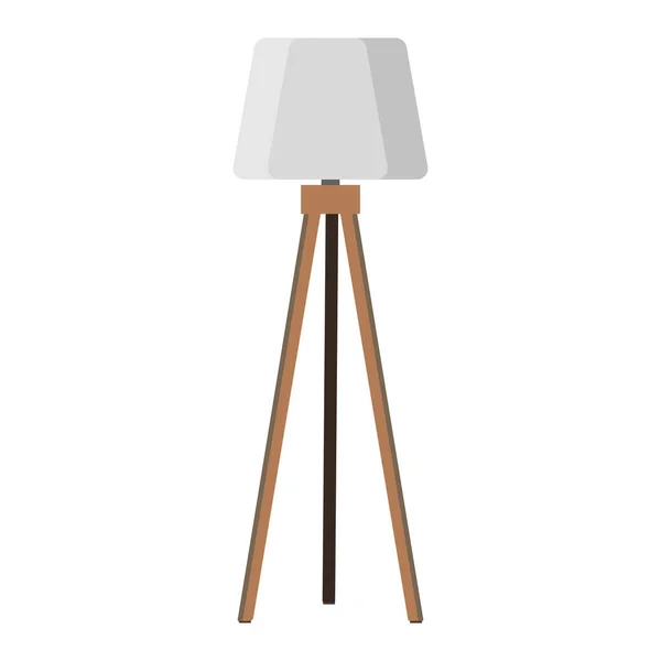 Stehlampe Mit Holzelementen Isoliert Auf Weißem Hintergrund Vector Cartoon Lampe — Stockvektor