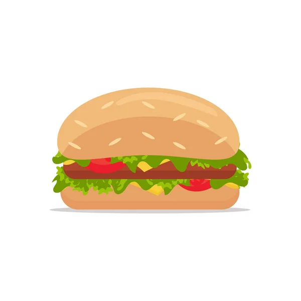 Hamburger Εικονίδιο Του Fast Food Διάνυσμα Εικονογράφηση Αρχείου Επίπεδο Στυλ — Διανυσματικό Αρχείο