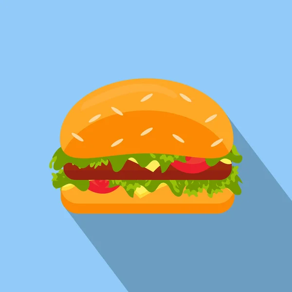 Hamburguesa Icono Comida Rápida Con Sombra Larga Ilustración Stock Vectorial — Archivo Imágenes Vectoriales