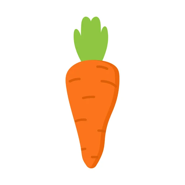 Морквяний Мультяшний Значок Плоскому Стилі Ізольований Білому Тлі Свіжий Продукт — стоковий вектор