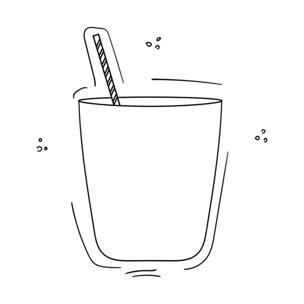 Copo Vidro Doodle Suco Smoothies Ícone Desenhos Animados Ilustração Estoque —  Vetores de Stock