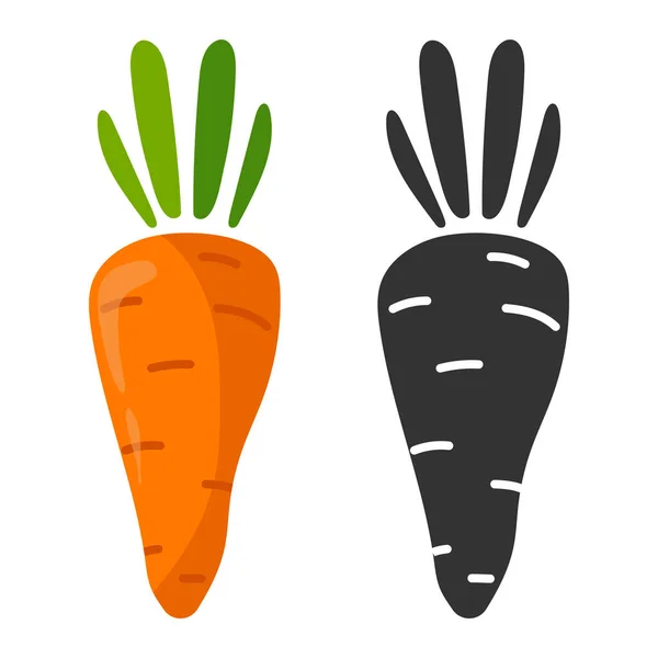 Морквяний Мультяшний Значок Плоскому Стилі Ізольований Білому Тлі Свіжий Продукт — стоковий вектор