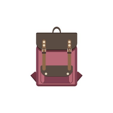 Beyaz arkaplanda karikatür düz stil sırt çantası simgesi izole. Vektör stok illüstrasyonu
