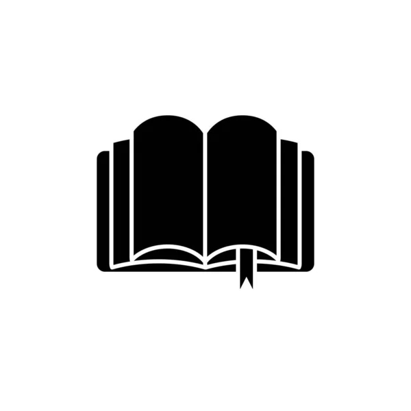 Açık Kitap Logosu Siyah Silueti Şaret Tasarımı Beyaz Arka Planda — Stok Vektör