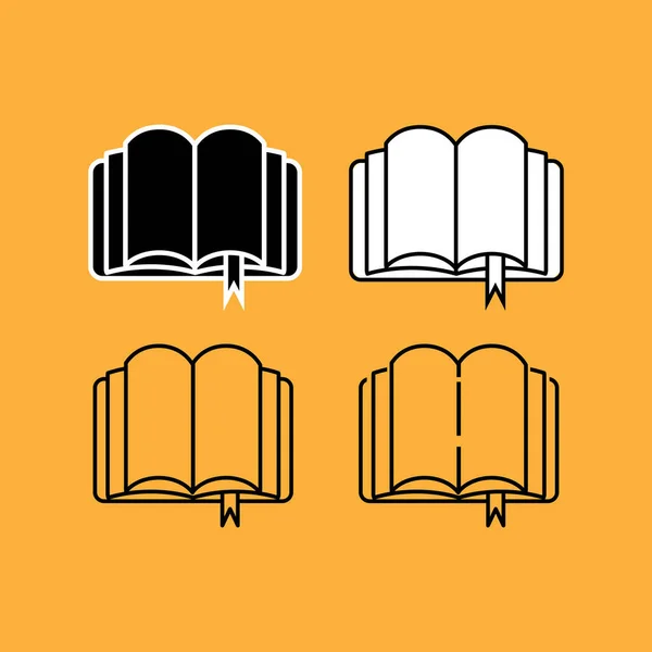 Conjunto Iconos Logotipo Libro Abierto Diseño Muestra Pictograma Aislado Sobre — Vector de stock