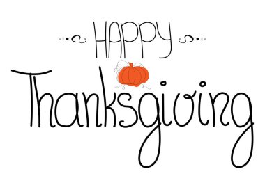 Şükran Günü el çizimi vektör el yazısı metnin kutlu olsun. Tipografi harfleri posteri. Kutlama alıntısı beyaz arkaplanda ikon, logo, kartpostal vs. için izole edildi. Balkabağıyla Şükran Günü kutlaması.