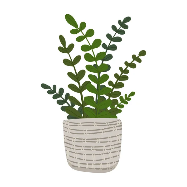 Plante Pot Dessin Animé Vectoriel Plat Coloré Illustration Isolée Sur — Image vectorielle