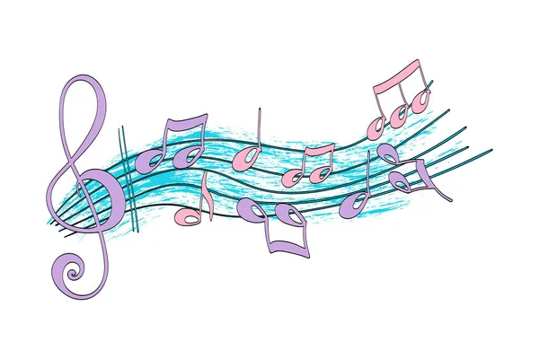 Illustrazione Vettoriale Semplice Elemento Design Della Nota Musicale Disegnata Mano — Vettoriale Stock