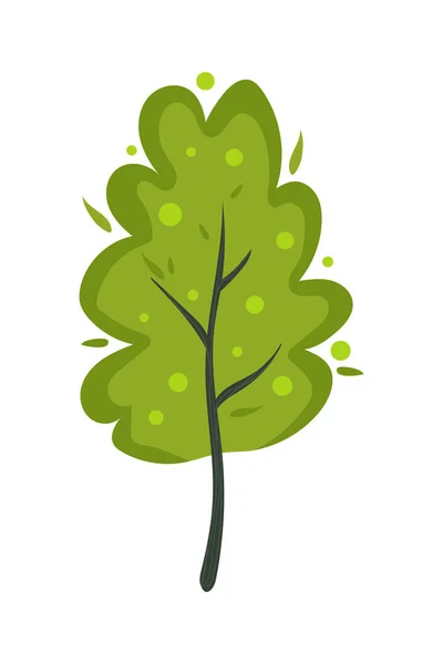 Зелене Каракулеве Дерево Векторні Ілюстрації Рука Намальована Дерево Ескізів Ізольовано — стоковий вектор