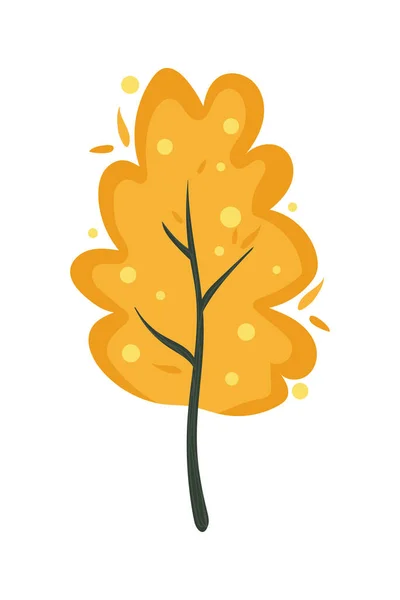 Amarelo Doodle Árvore Vetor Ilustração Árvore Esboço Desenhada Mão Isolada — Vetor de Stock