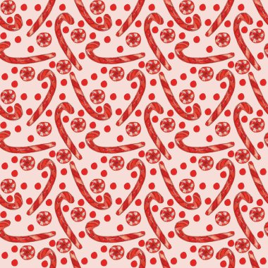 Kusursuz desenli çizimler geleneksel Noel şekeri, şeker kamışı, şeker