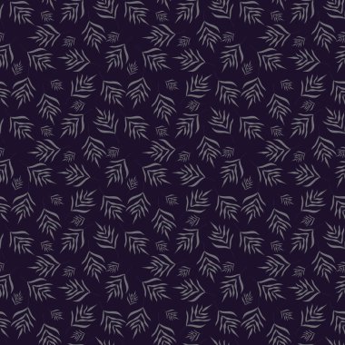 Yapraklarla çizilmiş el yaprağının kusursuz deseni. Arka planda Grey 'in siluetleri izole. Resim - baskı şablonu, ambalaj kağıdı, basılı materyal, tekstil, kumaş.