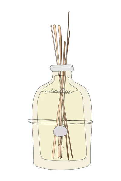Ручний Намальований Ароматичний Дифузор Дерев Яними Паличками Фоні Стокова Ілюстрація — стокове фото