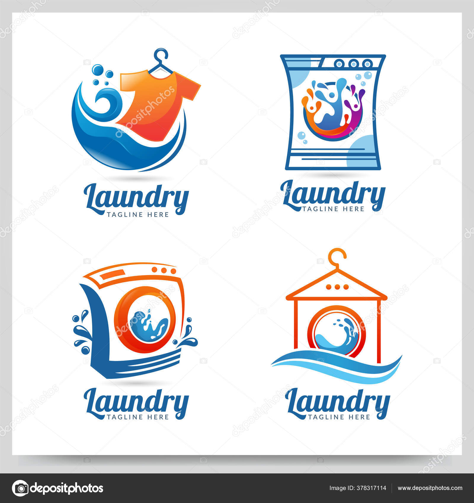 Collection Laundry Logo Design Graphic Design Element Vector ...