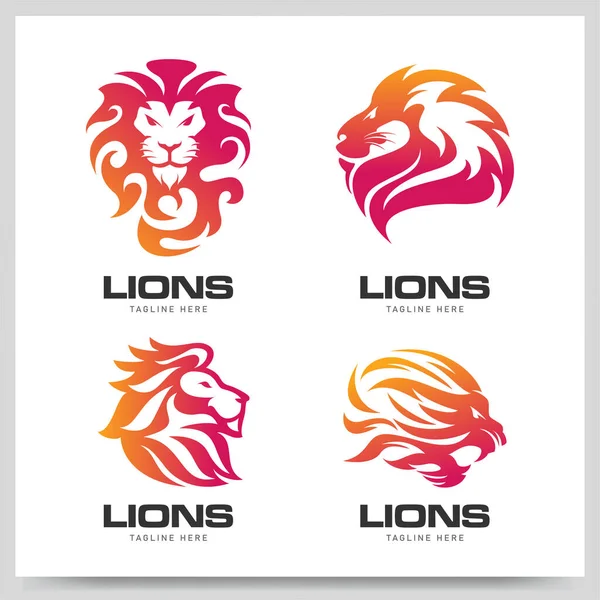 Collection Logo Lion Design Élément Design Graphique Illustration Vectorielle — Image vectorielle