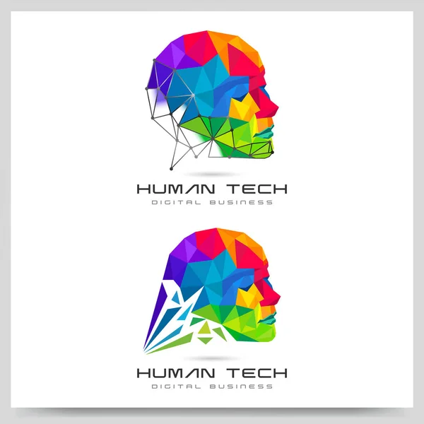 İnsan teknolojisi logosu koleksiyonu. Grafik tasarım ögesi.
