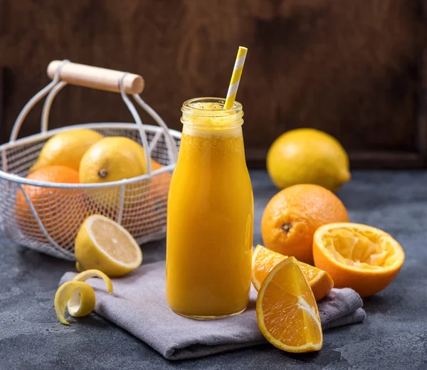 Friss Citrus Gyümölcslé Narancs Citromlé Egészséges Vitamin Ital — Stock Fotó