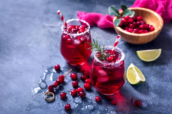 Cóctel Arándanos Bebida Fría Festiva Invierno Punsh —  Fotos de Stock