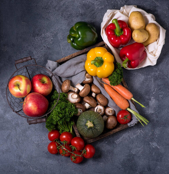 Healthy organic vegetables and fruits , eco-friendly lifestyle a