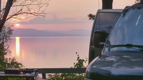 Lawrence River Rimouski Quebec Kanada Wunderbarer Sonnenuntergang Wohnmobil Reise Wohnmobil — Stockfoto