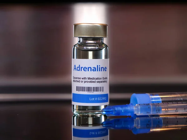 Vial Adrenaline Injection Syringe — Stock Photo, Image