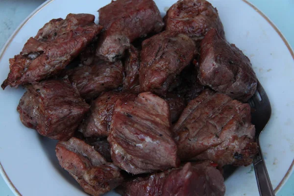 Preparado Partir Carne Peito Frango Estilo Turco Marinado Cozido Grelha — Fotografia de Stock