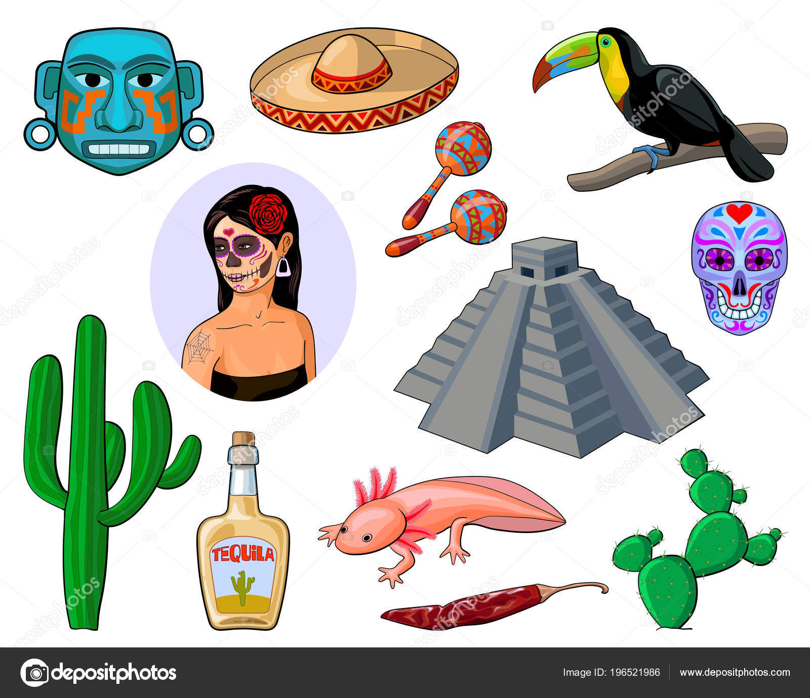 Objetos mexicanos imágenes de stock de arte vectorial | Depositphotos