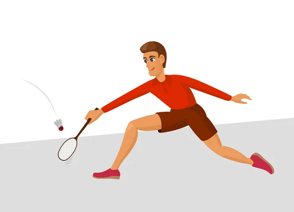 Badmintonspieler, Zeichentrickfigur — Stockvektor