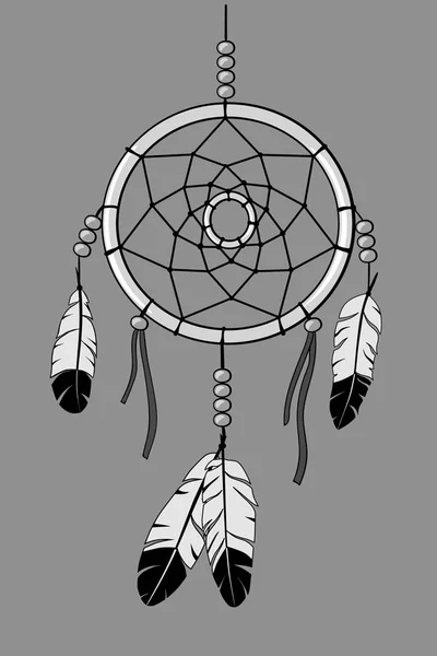 Dream catcher, outline and greyscale illustration — Stock Vector