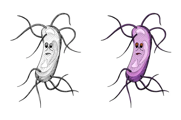 Microbio dibujado a mano tinta vintage garabato ilustración —  Fotos de Stock