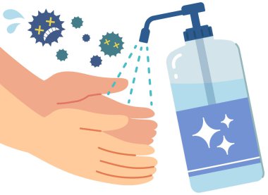 Enfeksiyonu önlemek için eller dezenfekte edilir..