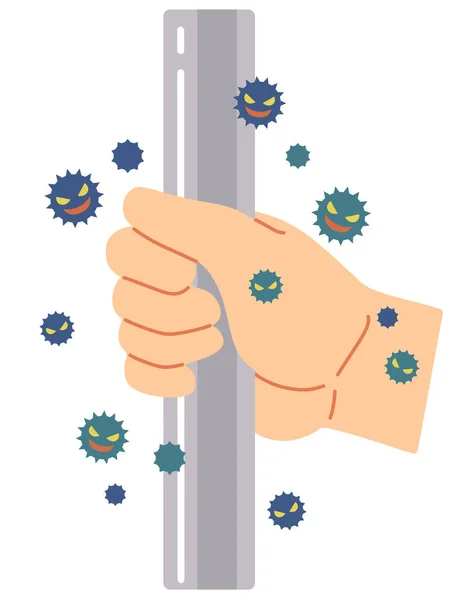 Bir Virüsün Herkesin Kullandığı Tırabzanlara Dokunarak Bağlandığı Bir Örnek — Stok Vektör