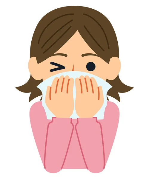 Good Example Cough Etiquette Cover Your Mouth Nose Tissue Handkerchief — Stock Vector
