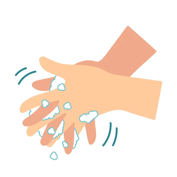 Uygun Yıkama Prosedürü Parmaklar Arasında Yıka — Stok Vektör