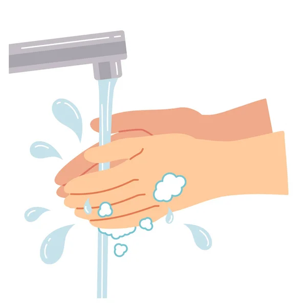 Proper Hand Washing Procedure Rinse Thoroughly Water — Stock Vector