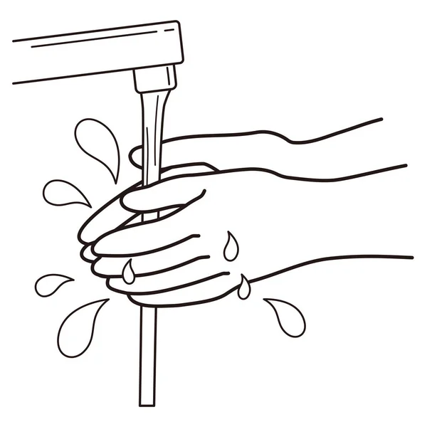 Juiste Hand Wassen Procedure Nat Handen Met Water — Stockvector