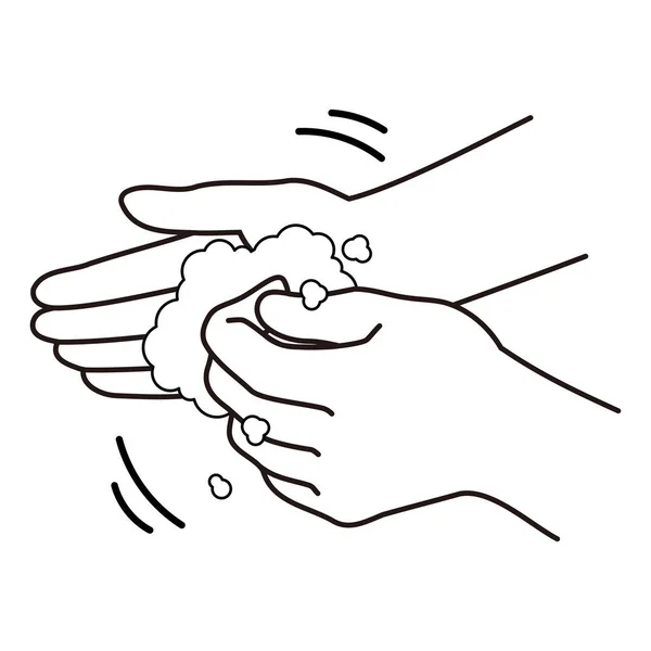 洗手程序 在指尖和指甲间揉搓以洗手 — 图库矢量图片