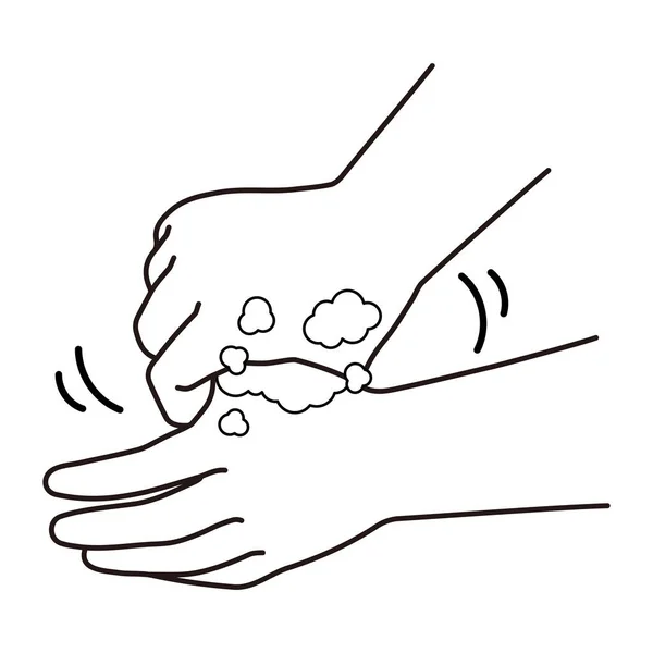 Handwas Procedure Draai Duim Handpalm — Stockvector