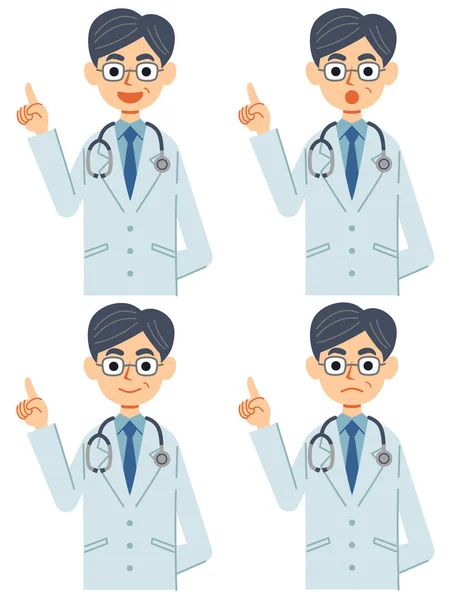 Sets Facial Expressions Doctor Stethoscope Explain — Stock Vector