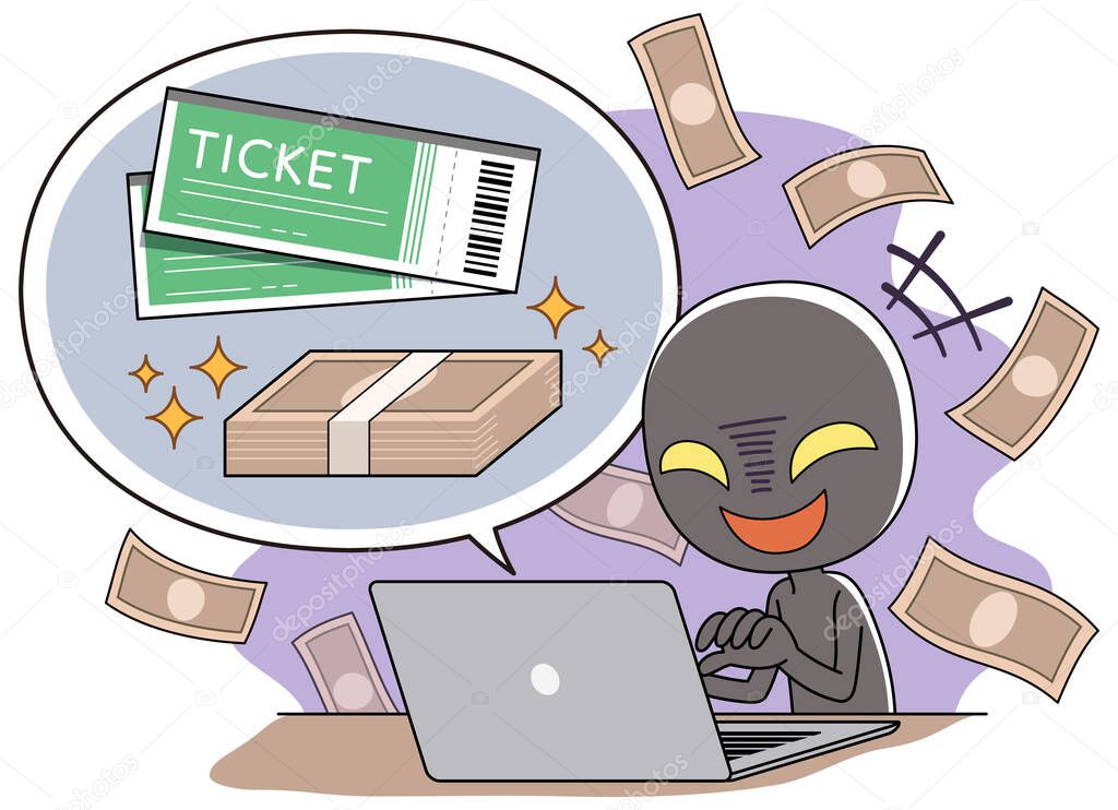 Bad people selling tickets at high prices in internet auctions.