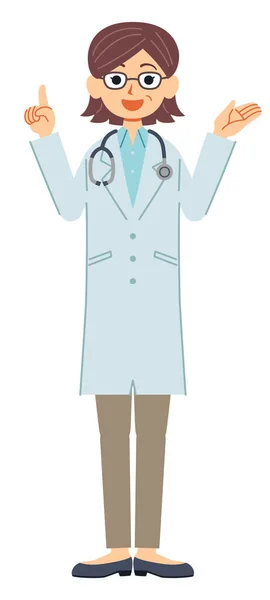 Standing Female Doctor Explaining Smile — Stock Vector