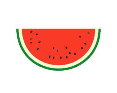 Yaz meyvelerinin basit vektör çizimi, sulu kırmızı karpuz ikiye bölünmüş..