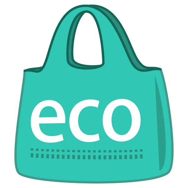 One Green Simple Bag Reflecting Image Eco Activities — Stock Vector