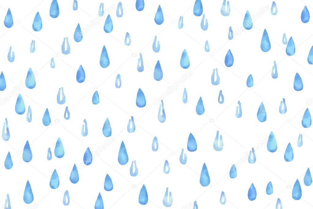 Watercolor vector illustration background of rain drops.