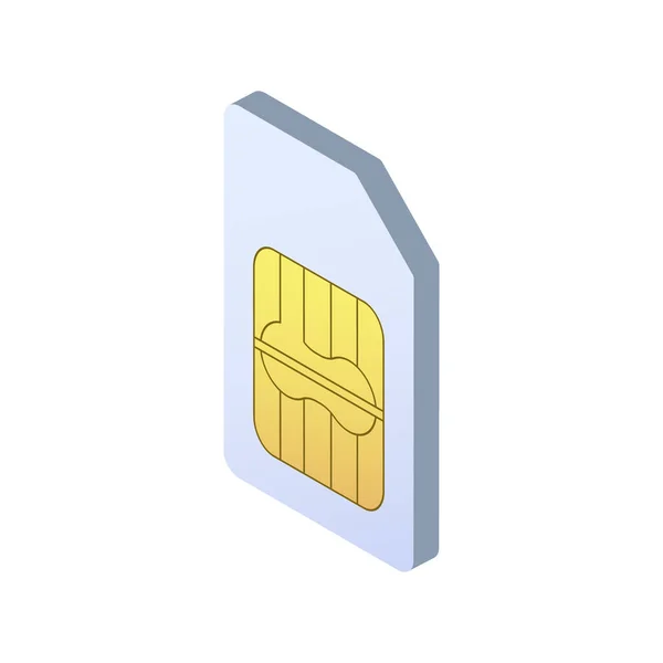 Sim card on white background. Vector illustration in trendy Isometric style. EPS 10 — Stock Vector
