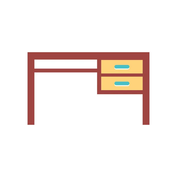 Bureau ou table avec chaise de bureau et ordinateur. Illustration de stock. — Image vectorielle