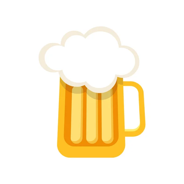 Tasse en verre pleine de bière sur fond blanc. Illustration vectorielle de stock. — Image vectorielle